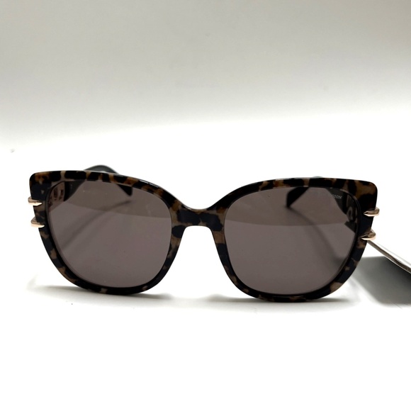 New TRUE RELIGION Leopard Cat Eye Rhinestones Sunglasses Acetate Logo Gold main image 6